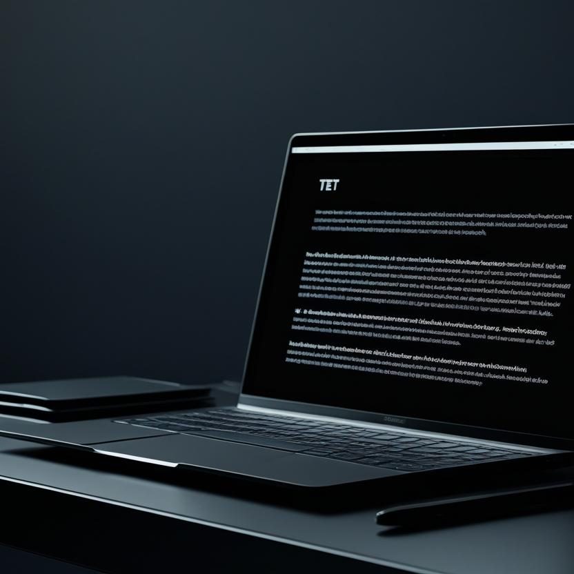 Professioneller Bewerbungsservice – Lebenslauf und Anschreiben erstellen lassen bei Noravis Ein Laptop mit schwarzem Bildschirm und Text auf einem dunklen Tisch.